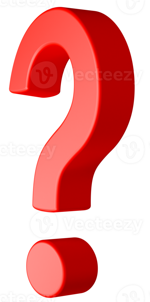 Red question mark isolated on transparent background, represents confusion and the search for answers. It symbolizes inquiry and uncertainty png