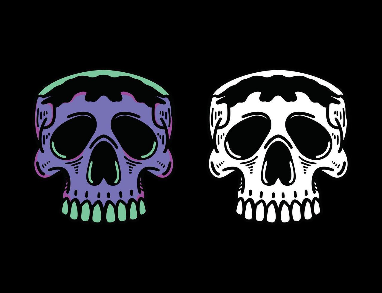 Retro skull cartoon head art and illustration vector