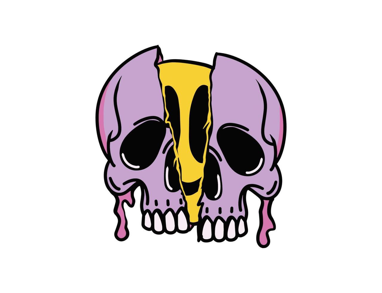 Retro skull half illustration vector