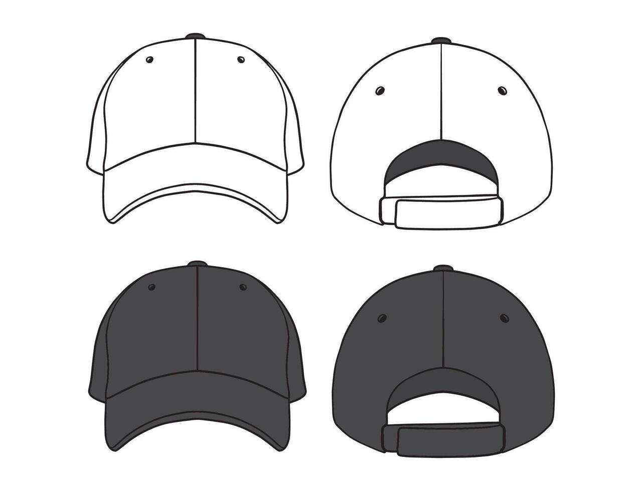 Cap mock up flat template design vector