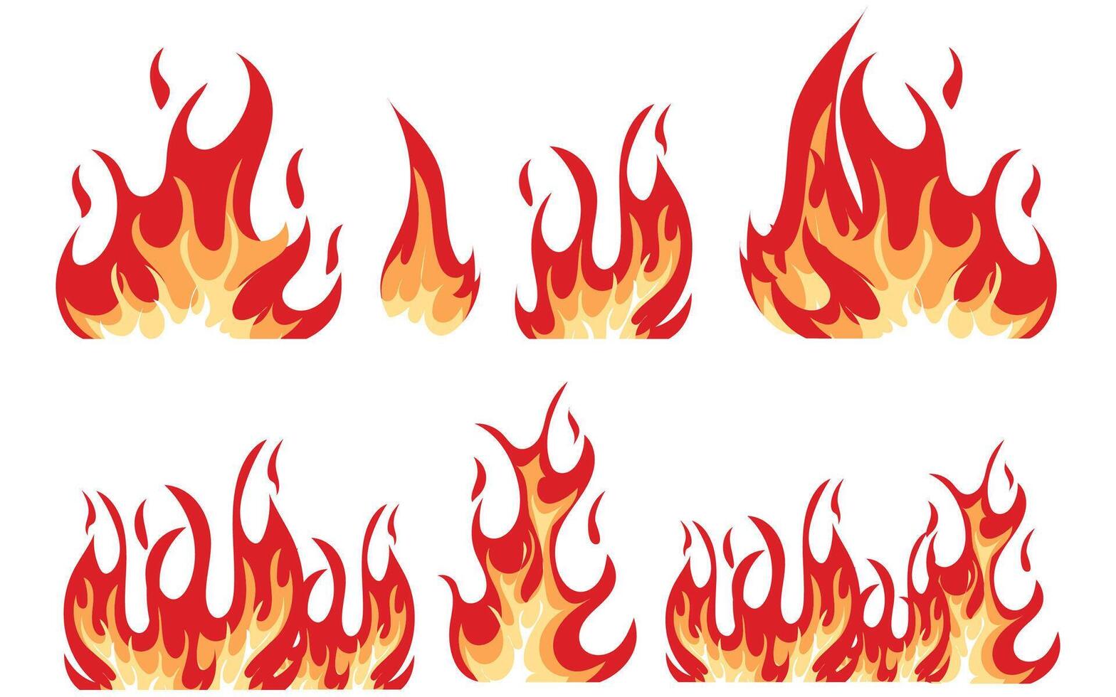 Flame set illustration, Isolated on white background vector