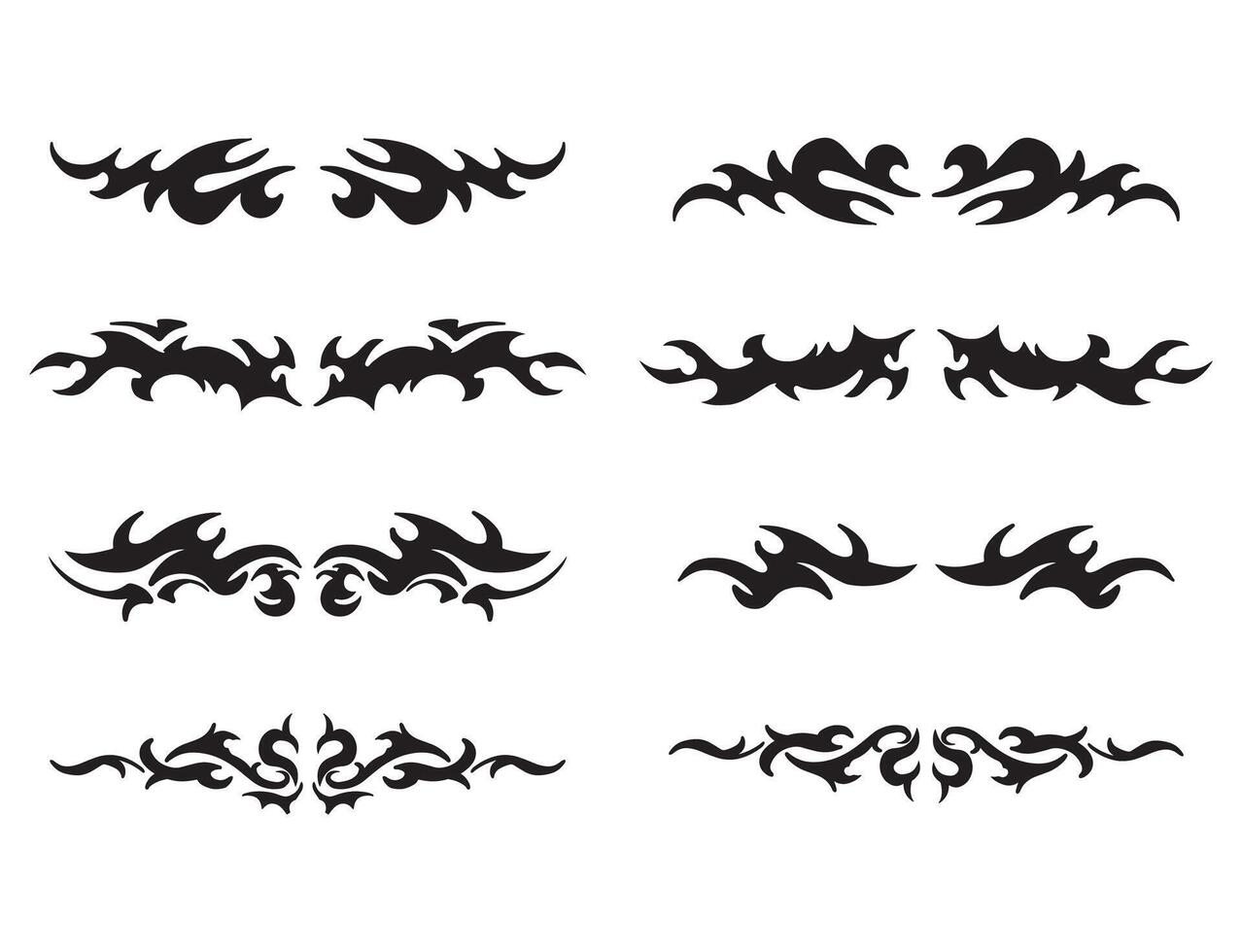 y2k element flame collection black and white vector