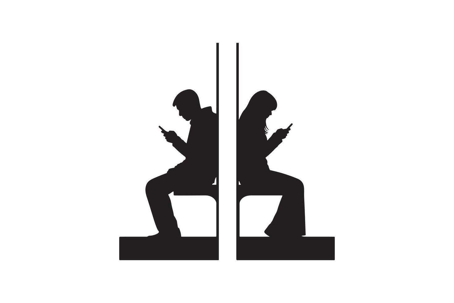 Mobile Communication Silhouette Concept Digital Divide Communication vector
