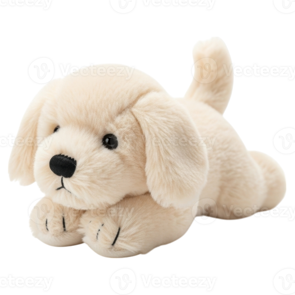 Adorable cream plush puppy toy with lifelike features and soft texture png