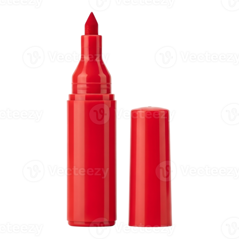 Bold red marker with cap removed for art and design projects png