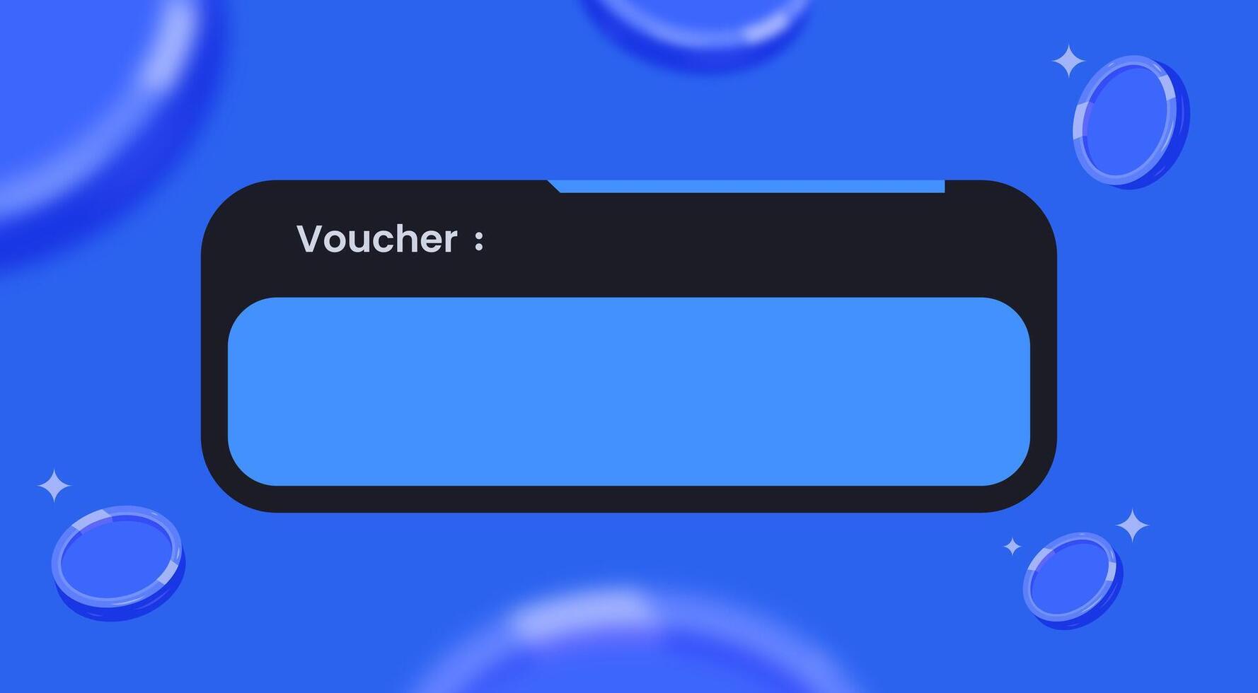 Voucher Input UI with Coins and Blue Theme. Game Reward Voucher Entry Interface Design. Blue Coin Bonus Voucher Graphic Template vector