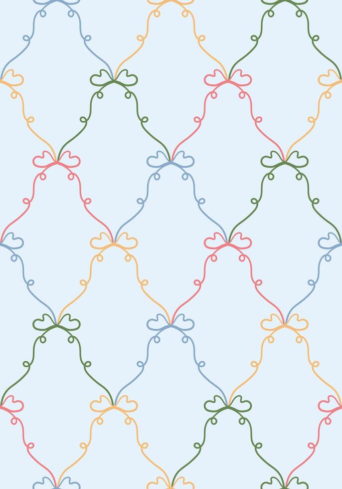 Coquette ribbon bow, seamless pattern, fabric, wallpaper, wrapping paper. Classic print design vector
