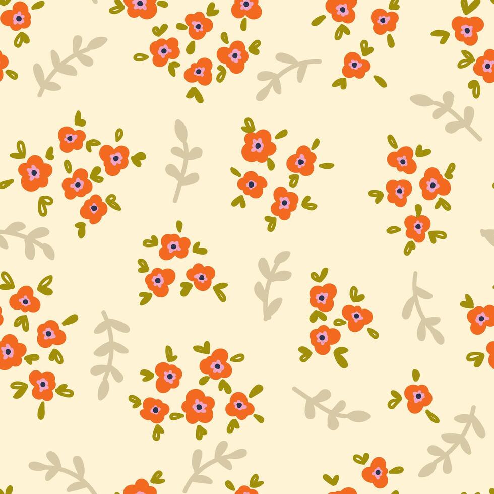 Coquette small flowers trellis, seamless pattern. Preppy bouquets. Liberty style millefleurs texture vector