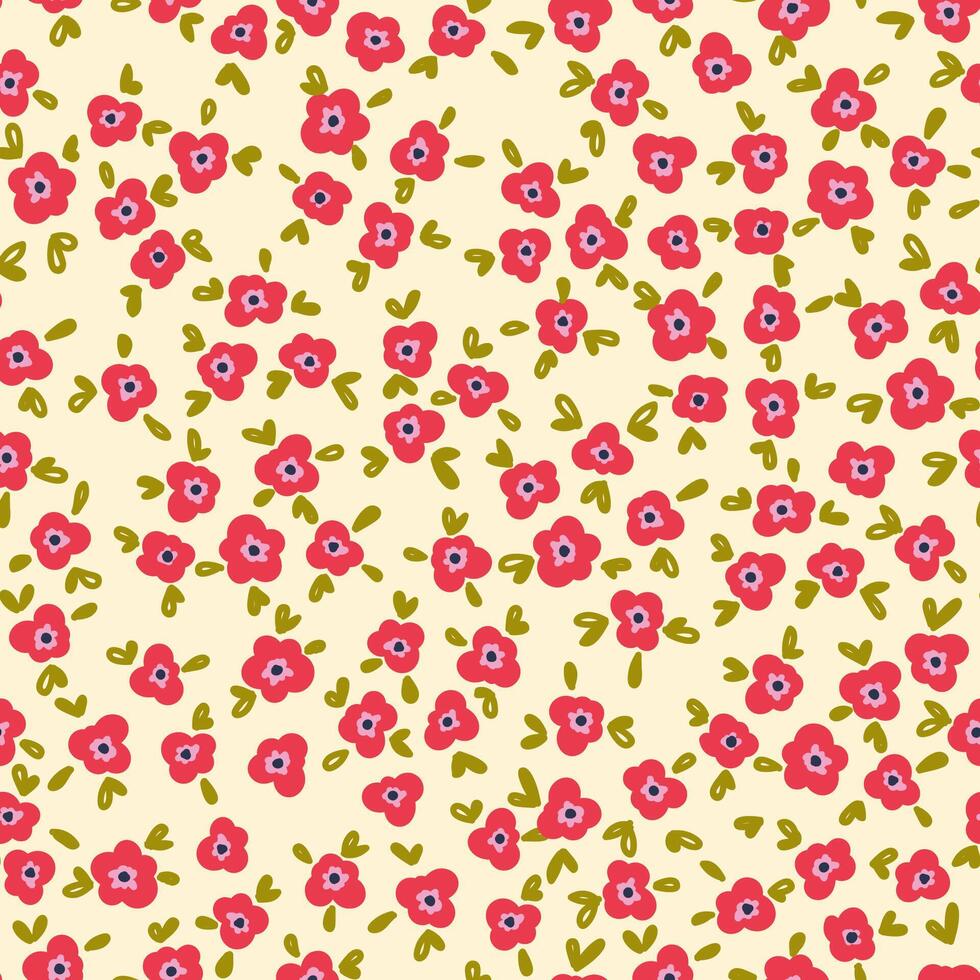 Coquette, small flowers trellis seamless pattern. Preppy bouquets. Liberty style millefleurs texture vector