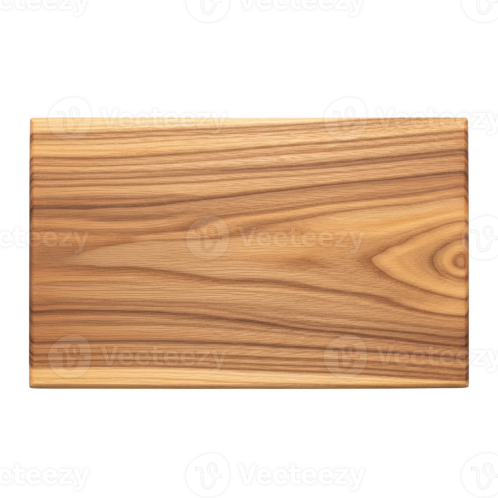 Natural wood grain cutting board with rectangular shape and smooth finish png