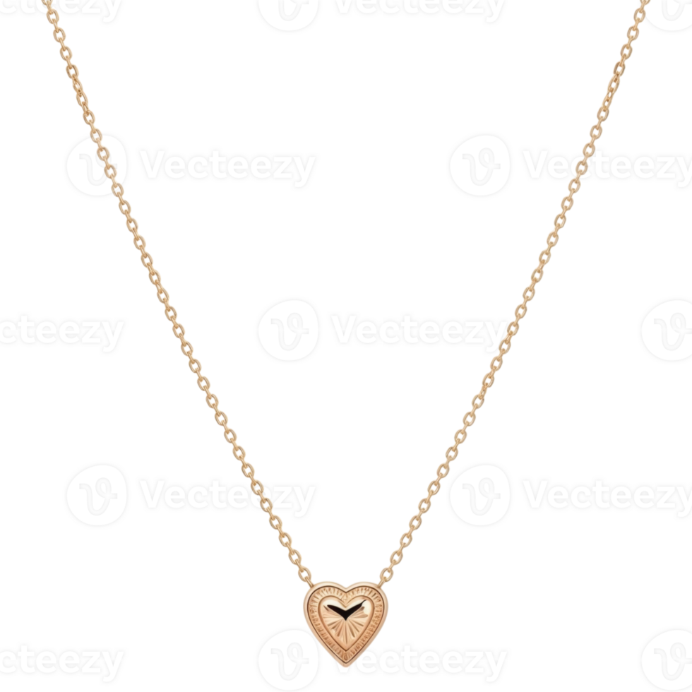 Elegant gold heart necklace with intricate detailing on a delicate chain png