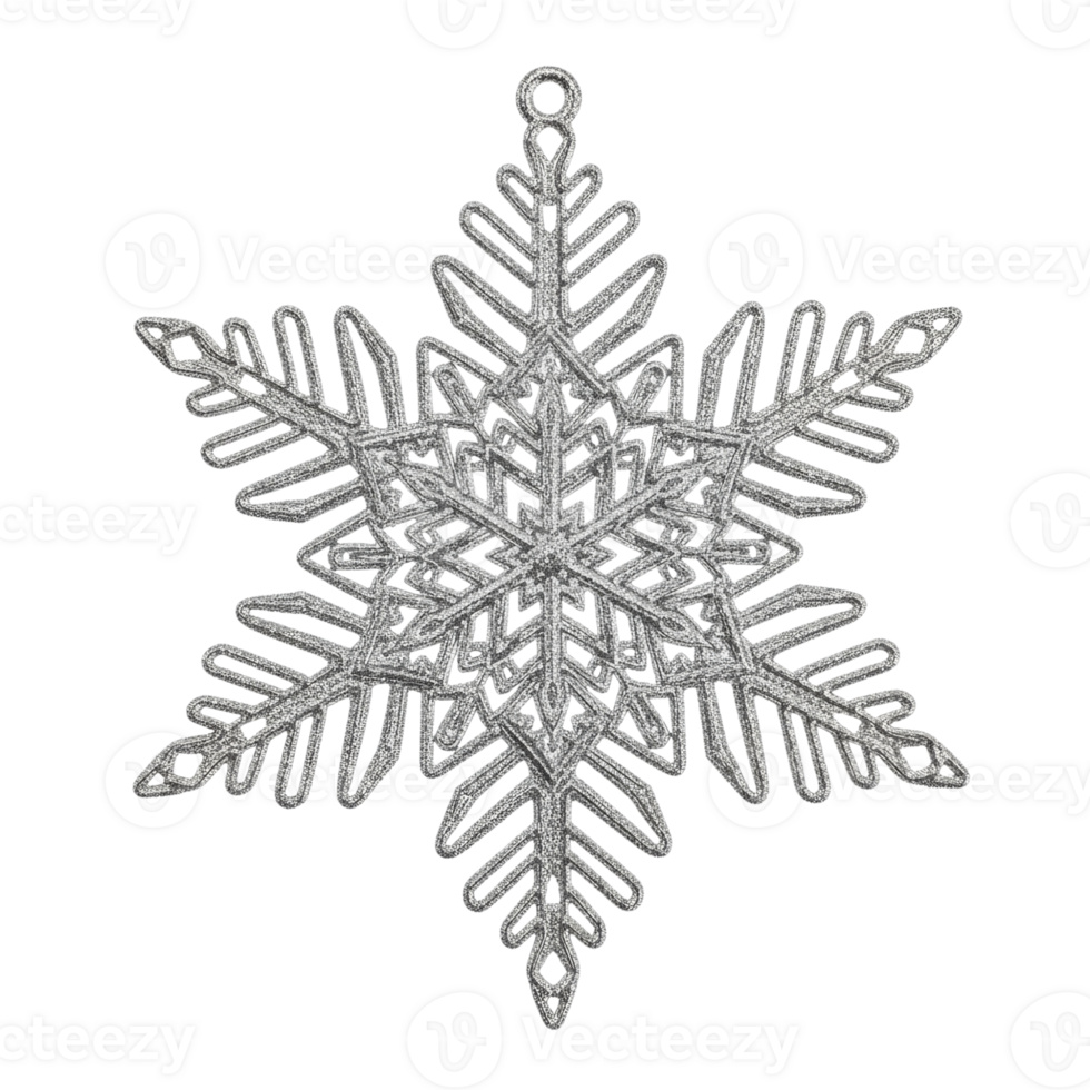 Intricate silver snowflake design with detailed geometric patterns png