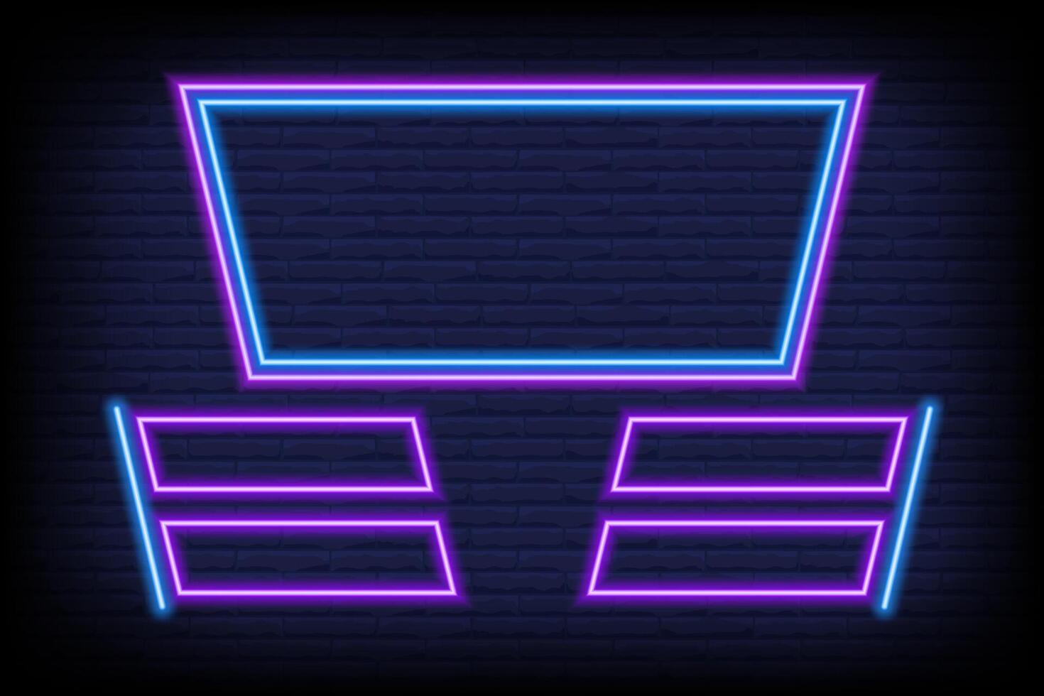 Quiz game neon template for trivia show on brick wall background. Frame for question and multiple answers for intellectual competition. Banner led menu with options. vector