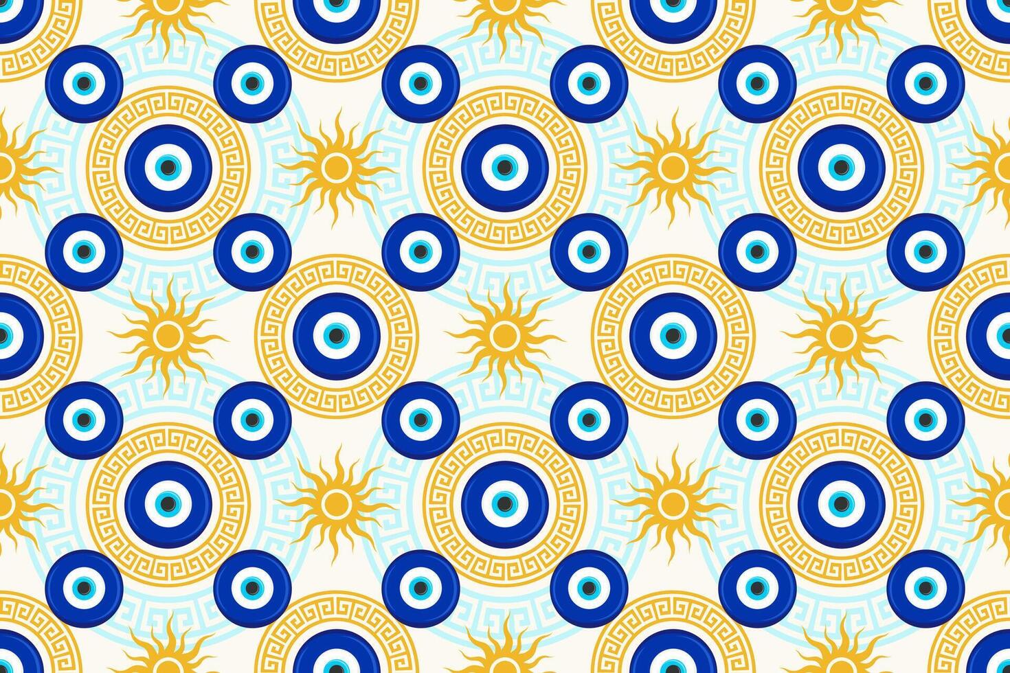 Colorful eye and sun pattern design vector