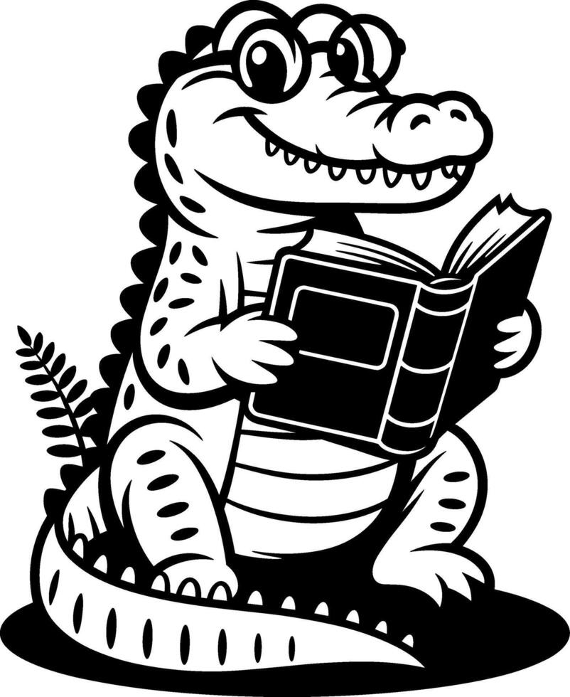 Alligator Reading a Book vector