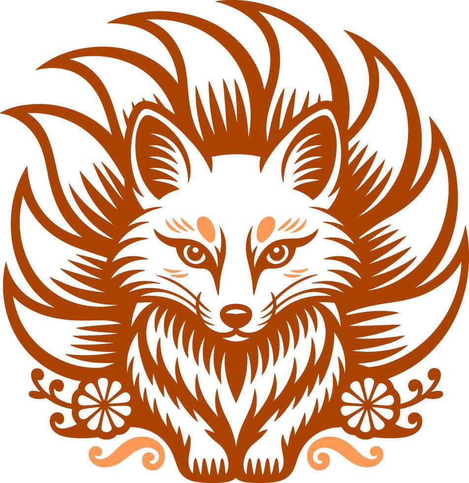 Kitsune Fox Spirit with Nine Tails vector