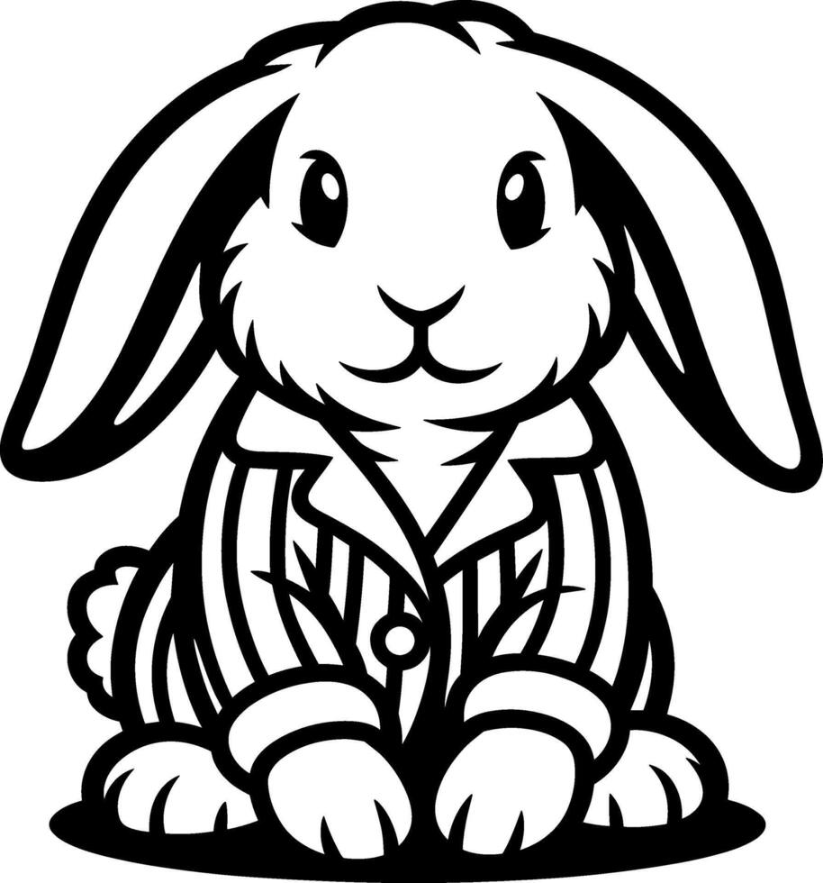 Lop-Eared Bunny in Pajamas vector