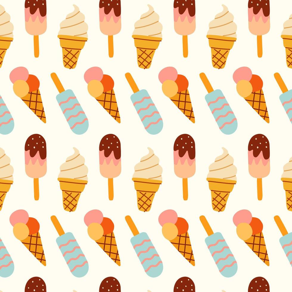 colorful ice cream and popsicle pattern vector