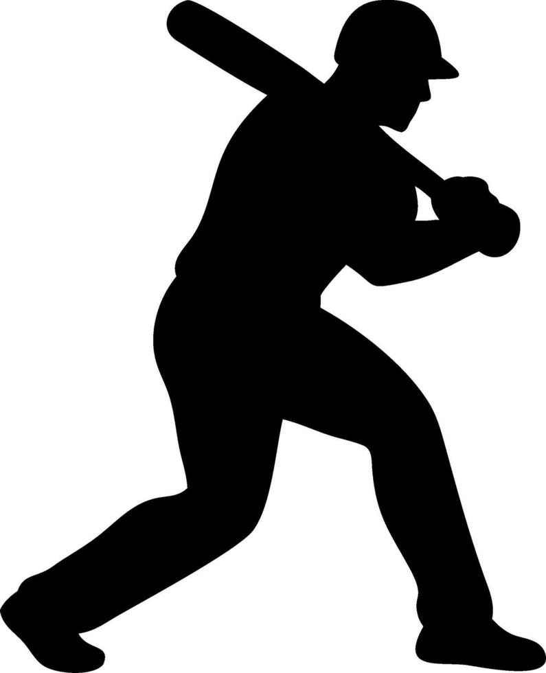 Silhouette of a Baseball Player Batting High Resolution Illustration vector