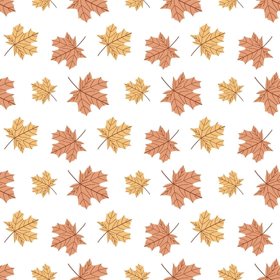 Seamless Autumn Maple Leaf Pattern in Hand Drawn Style for Fall Design vector
