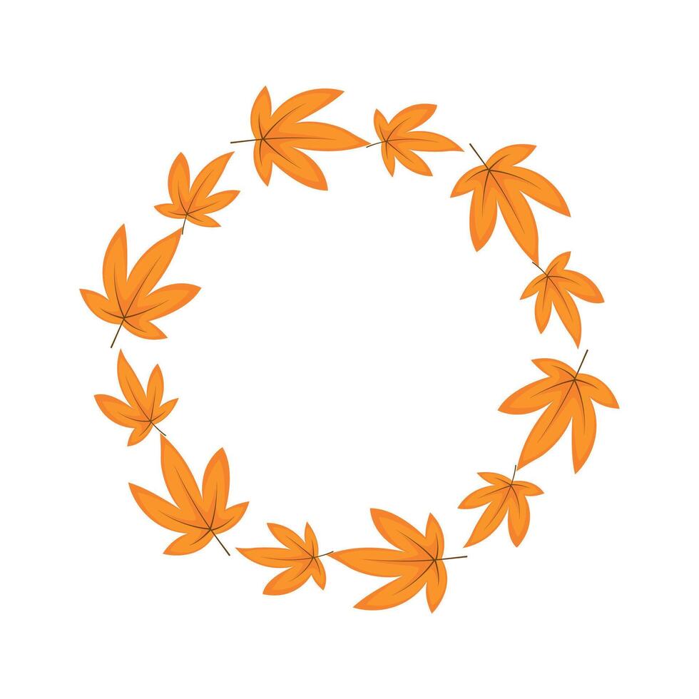 wreath made of orange maple leaves in flat style. Great for autumn cards, seasonal decor, and invitations. Clean and minimal fall design. vector