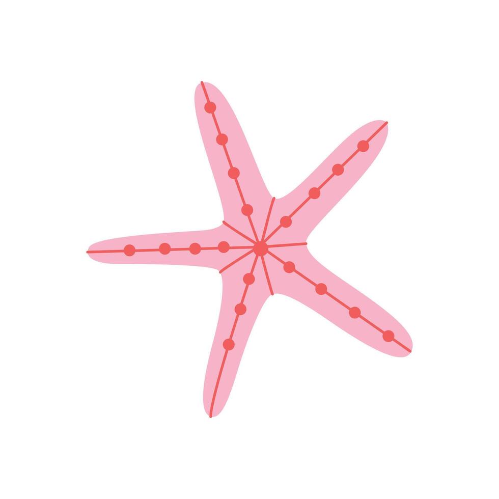 Cute Pink Starfish Illustration on White Background vector