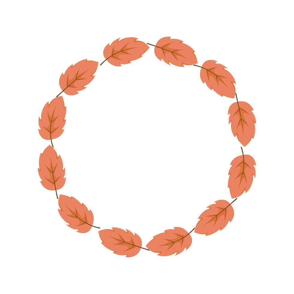 Autumn Leaf Wreath Minimal Fall Foliage Frame for Seasonal Design vector
