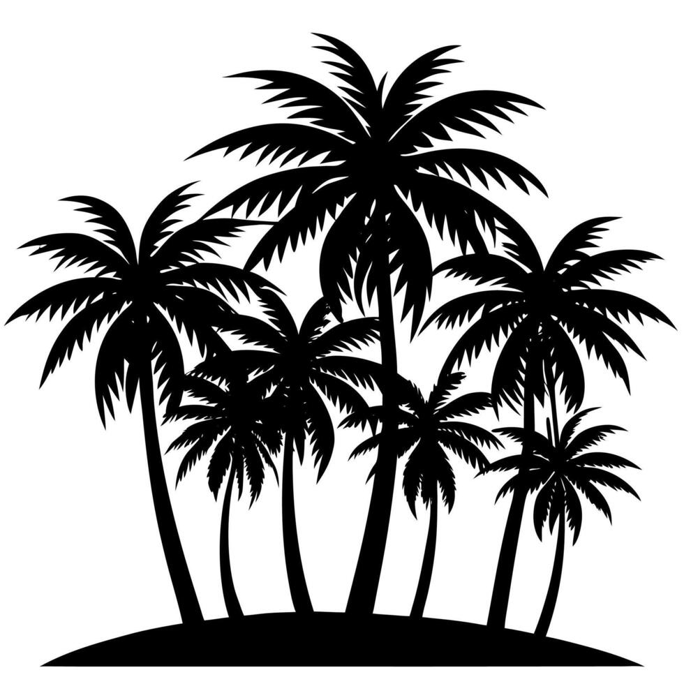 Minimalist Palm Trees Silhouette Against a Vibrant Sunset Sky Graphic vector