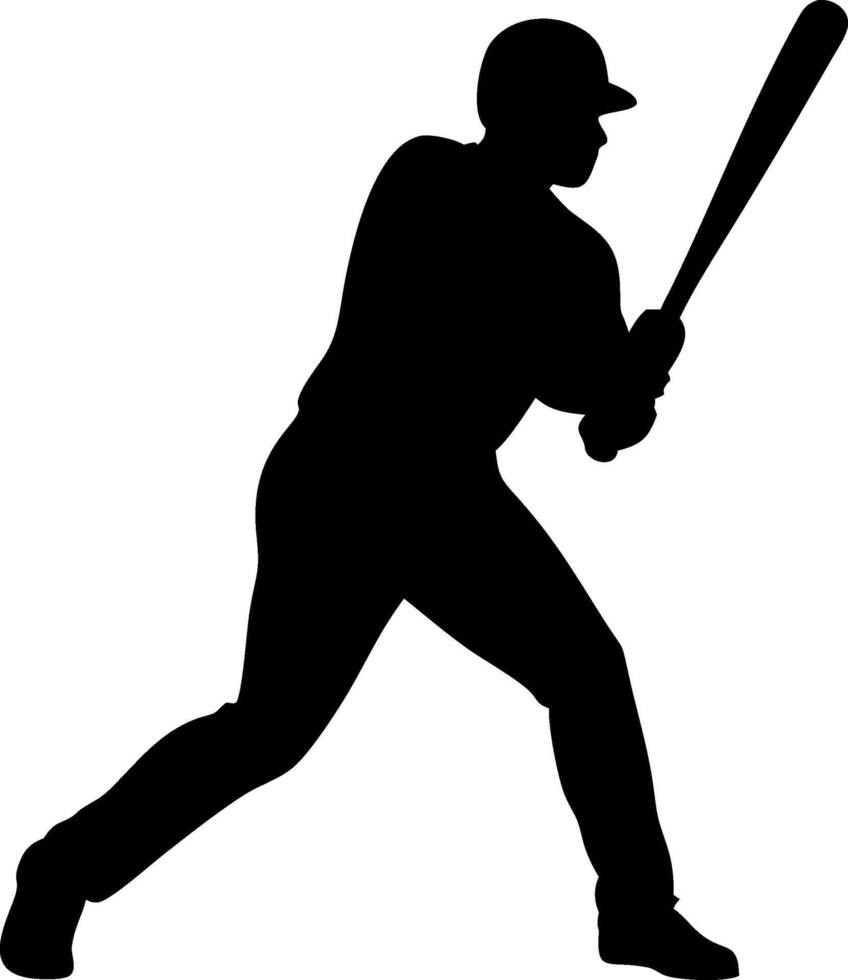 Detailed Silhouette of a Baseball Player Batting Ready for Design Use vector