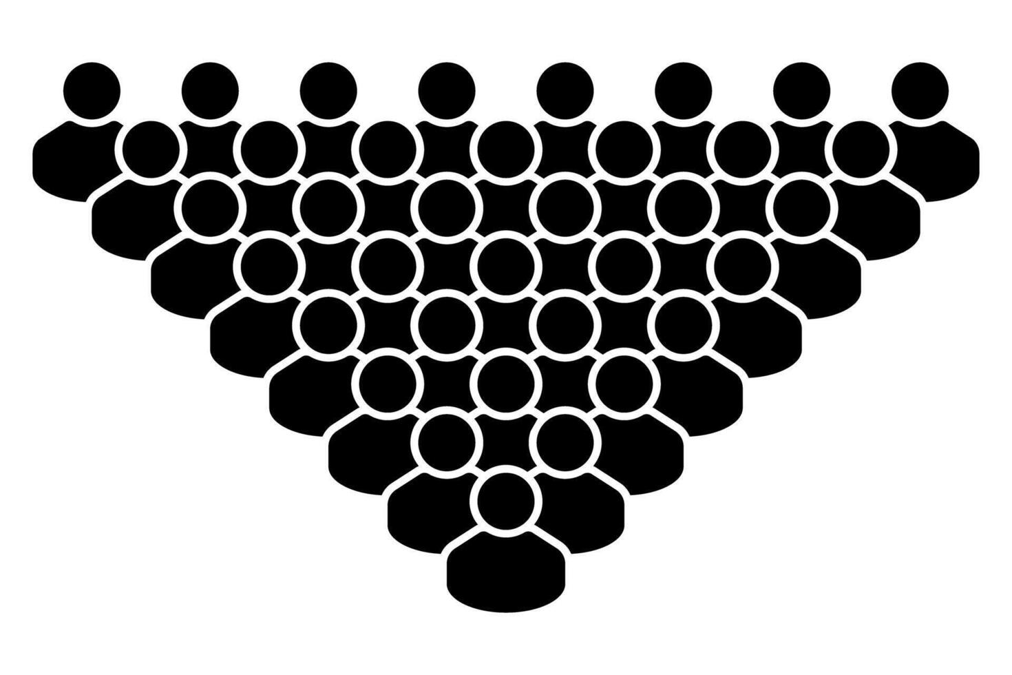 Crowd of People Icon Silhouette. Black Human Figures Forming a Triangle Shape. Teamwork, Group, Leadership, Community, and Society Concept. vector