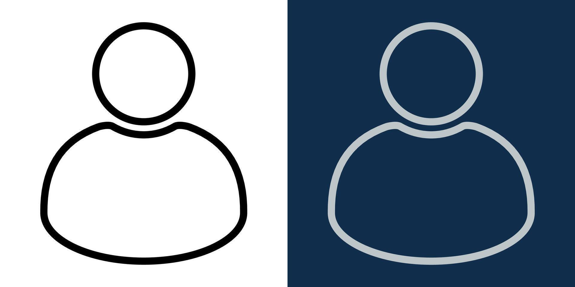 Minimalist user icon. Editable stroke. Simple black and white human profile symbols for avatar, profile, interface, contact, or login. Outline flat design on light and dark background. vector