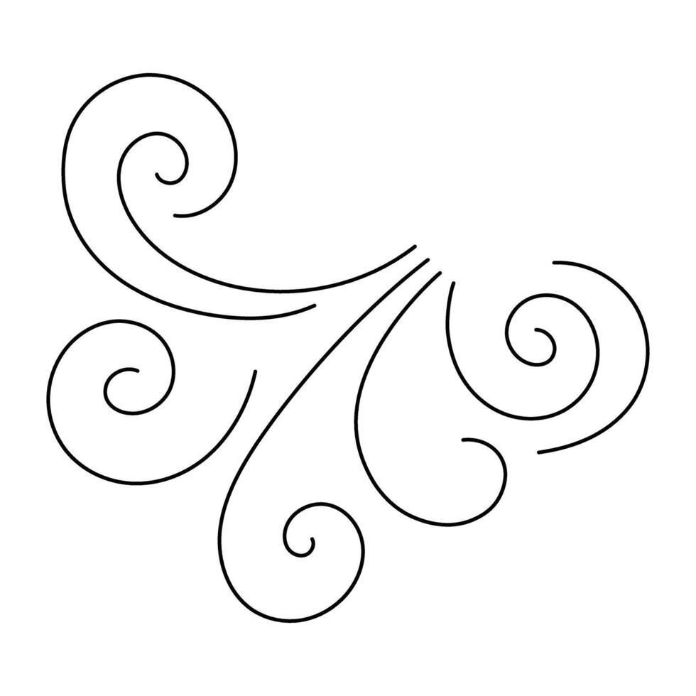 Swirl Wind Symbol Icon. Abstract Decorative Air Flow Design. Editable stroke. Curly Line Wind Pattern. Hand-Drawn for Weather, Nature, Motion Concepts. vector