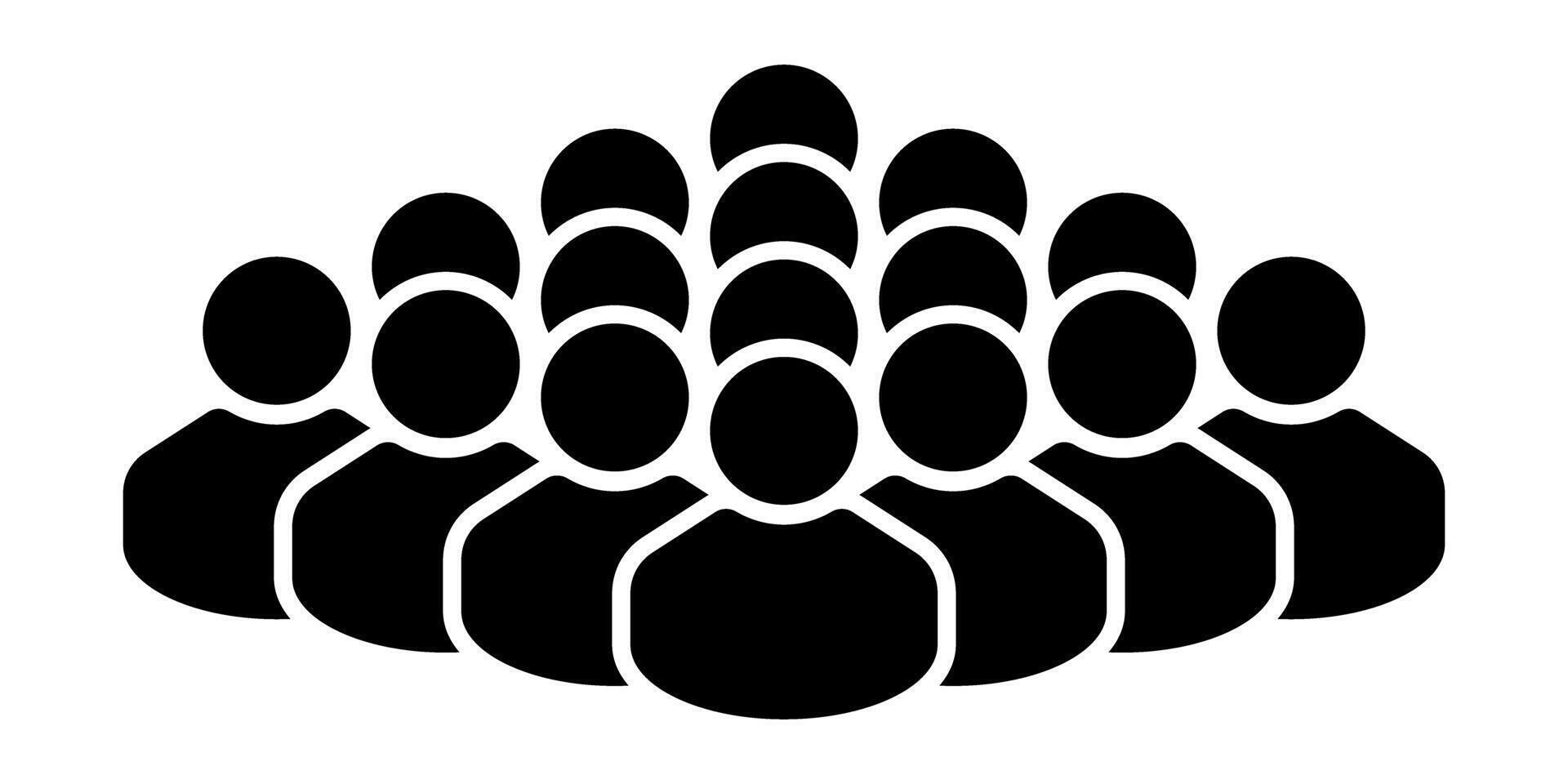 Crowd of People Icon. Group of Users or Audience Symbol Silhouette, Community or Team Logo in Flat Minimal Style, Black Isolated Figures for Website, App, Presentation, or Social Media UI vector