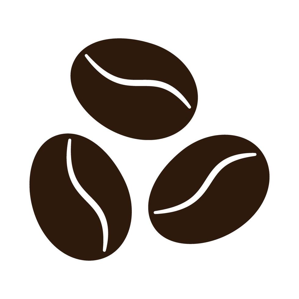 Coffee Beans Icon. Simple Illustration of Three Roasted Coffee Beans in Flat Style. Minimalist Brown Coffee Symbol for Cafe Menu, Packaging, Branding, Kitchen, Food, Beverage Design vector