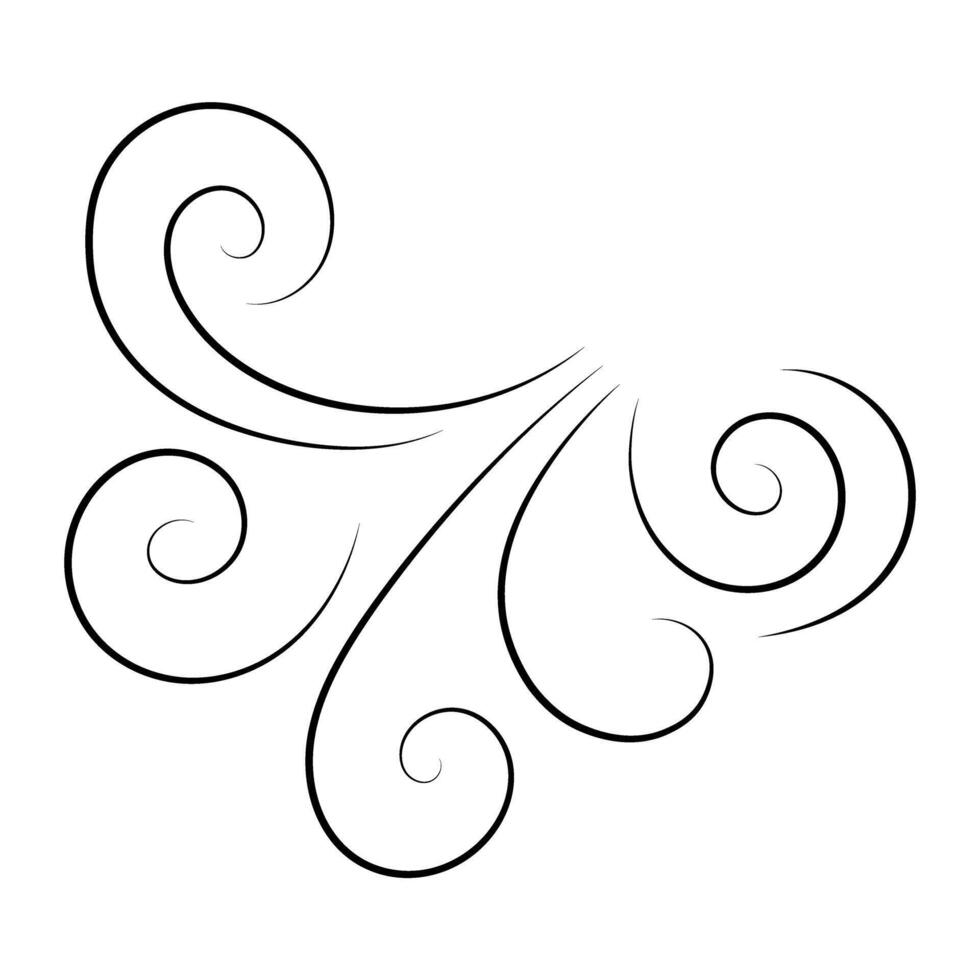 Stylized Swirl Wind Lines. Abstract Curved Air Flow Symbol. Elegant Wind Motion Icon in Thin Line Style. Minimal Illustration for Weather, Nature, Autumn or Decorative Use. vector