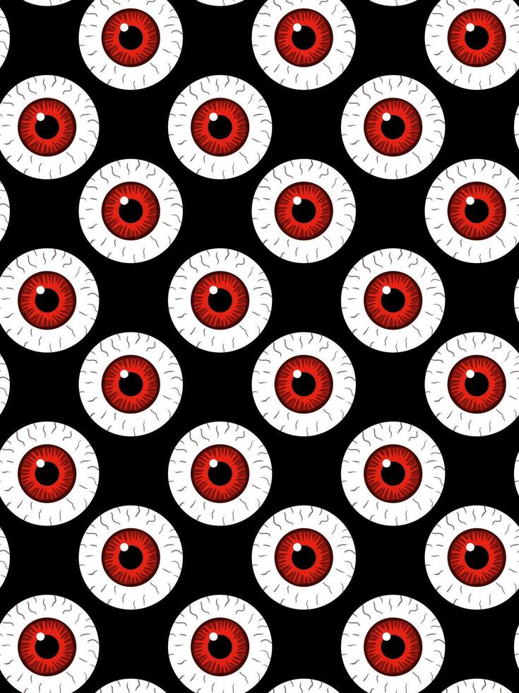 spooky halloween eyeball seamless pattern on a black background creepy and fun graphic design for october festivities vector