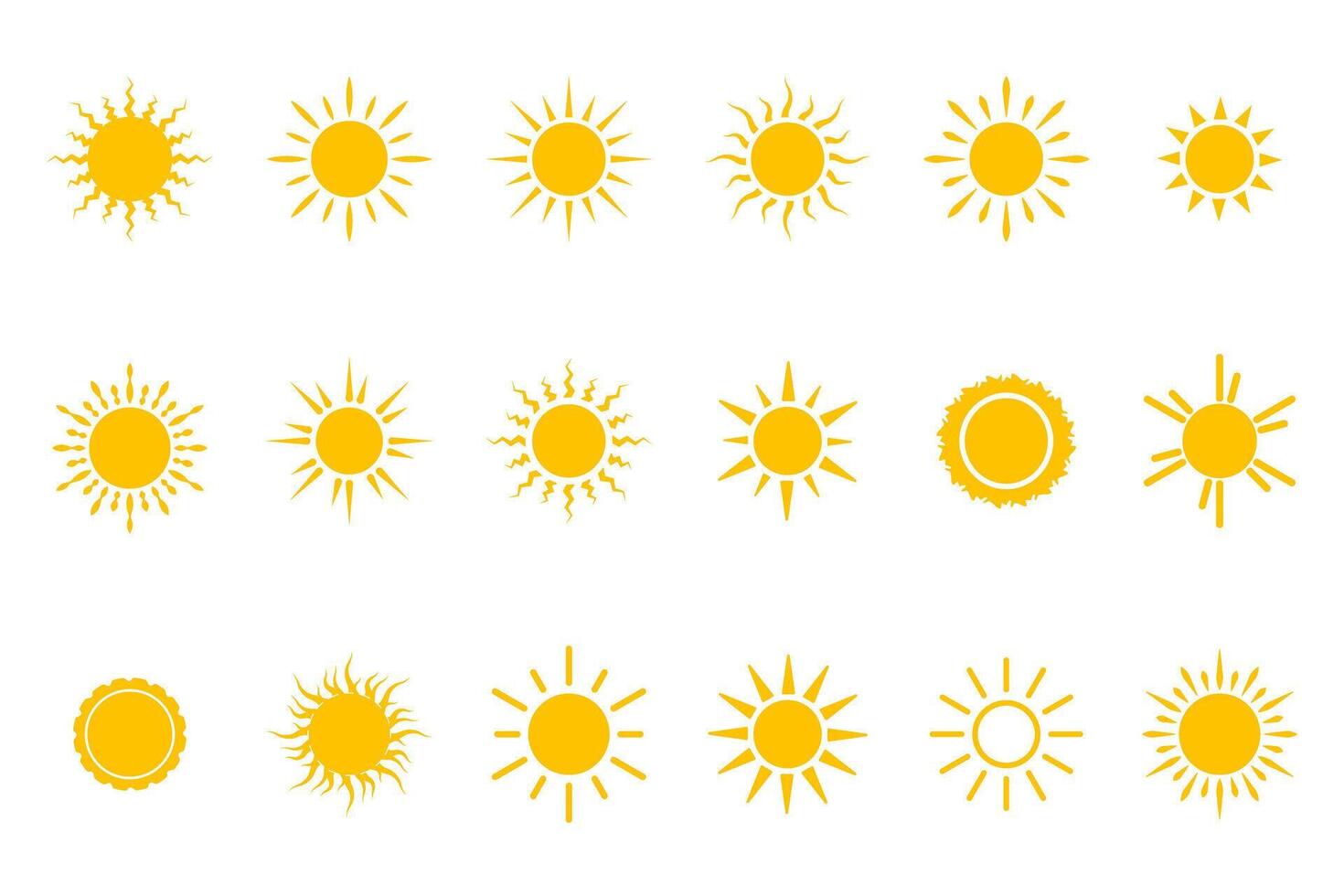Sun icon set sunshine and solar glow symbol illustration vector