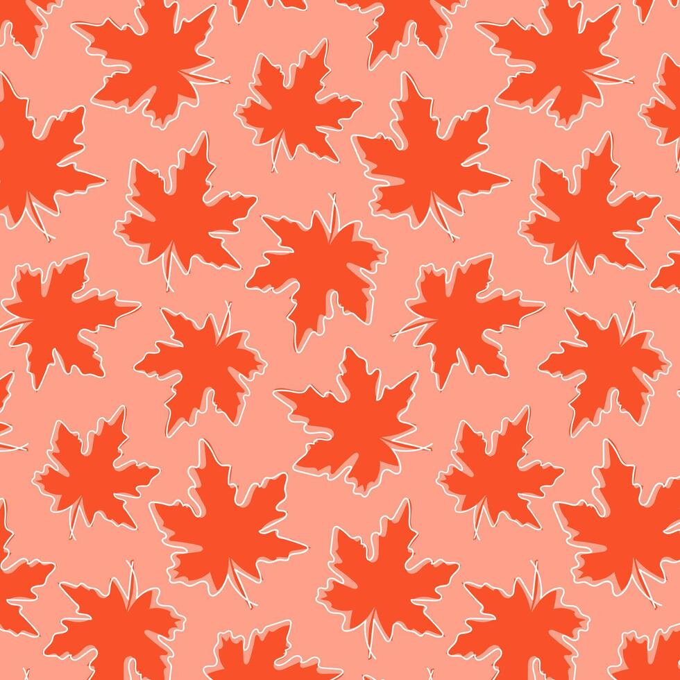 Pattern with red maple leaf. Autumn background. vector