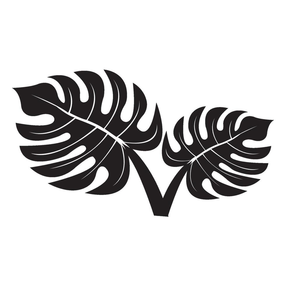 monstera leaf icon illustration design vector