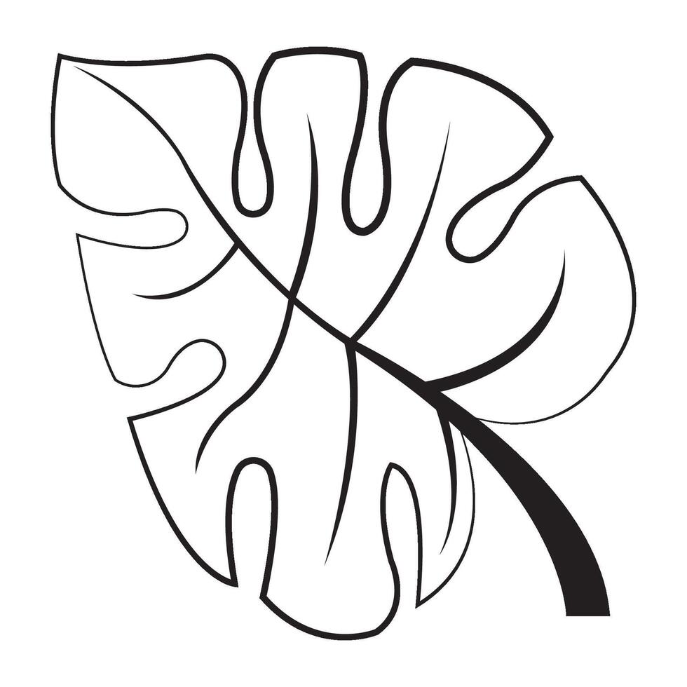 green monstera leaf icon illustration design template vector