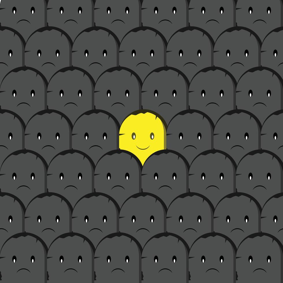 happy face among the sad faces vector
