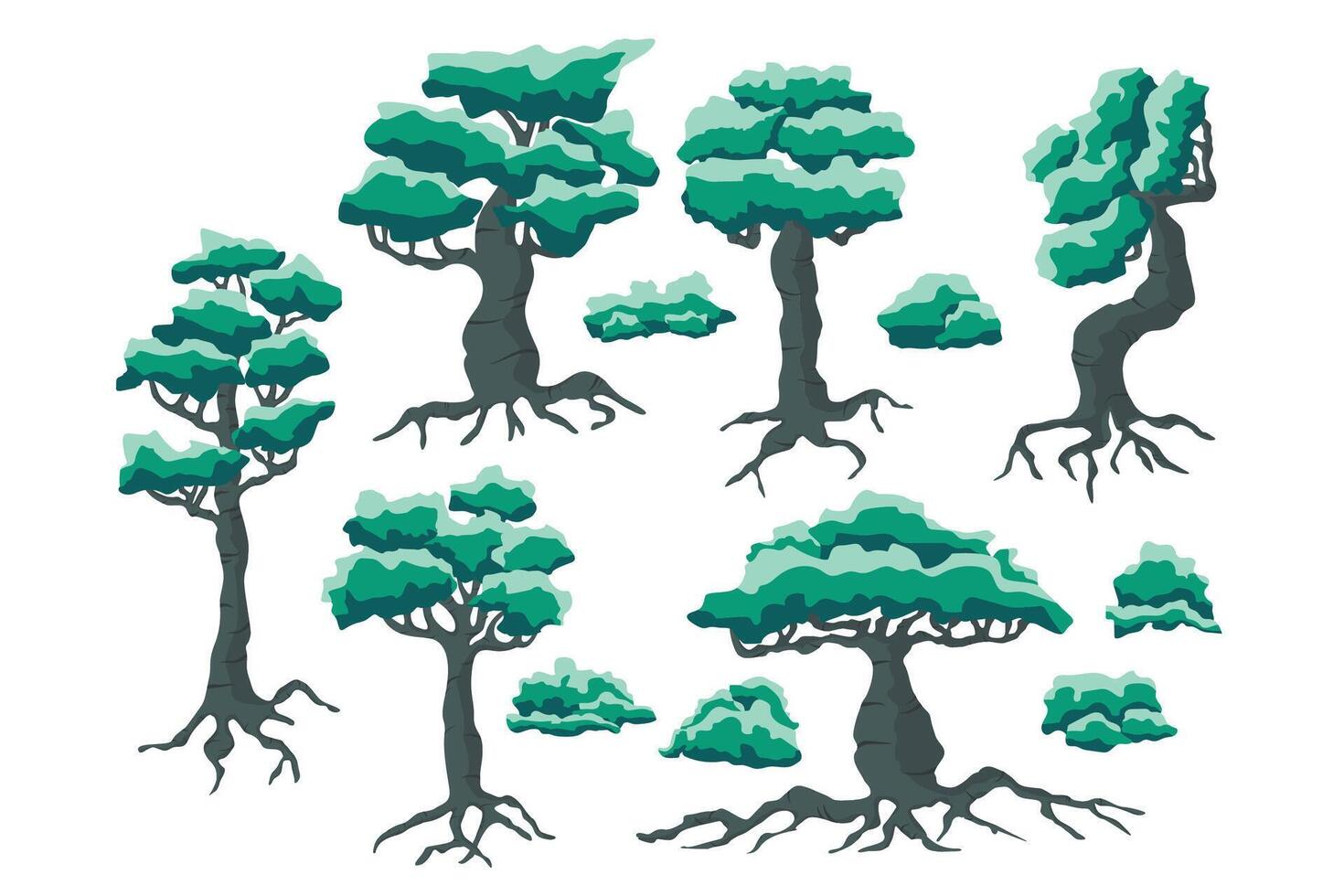 Collection of forest trees illustrations vector
