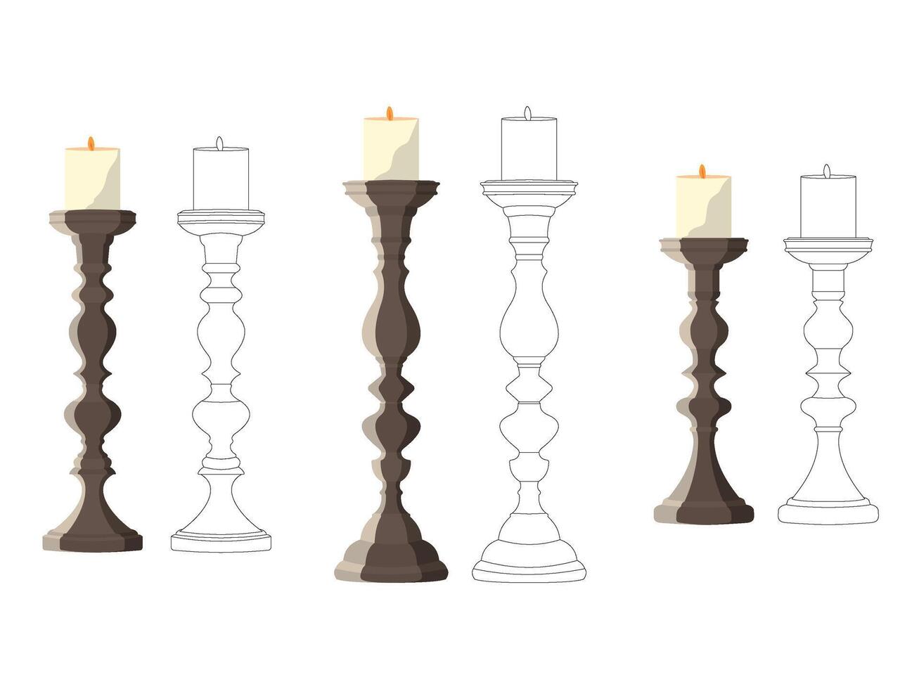 beautiful old candle holders vector