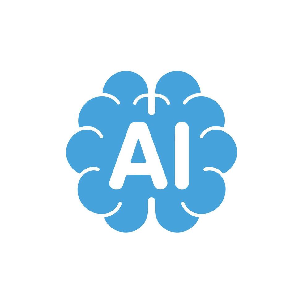 Ai brain silhouette logo design vector