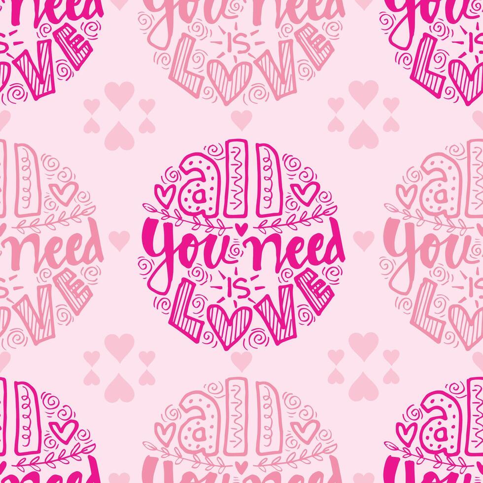 Love themed pattern with hearts and text vector