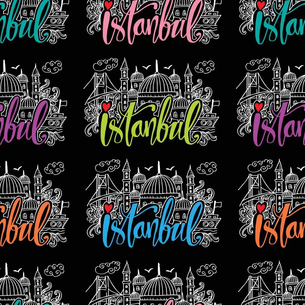 Colorful Istanbul skyline pattern vector