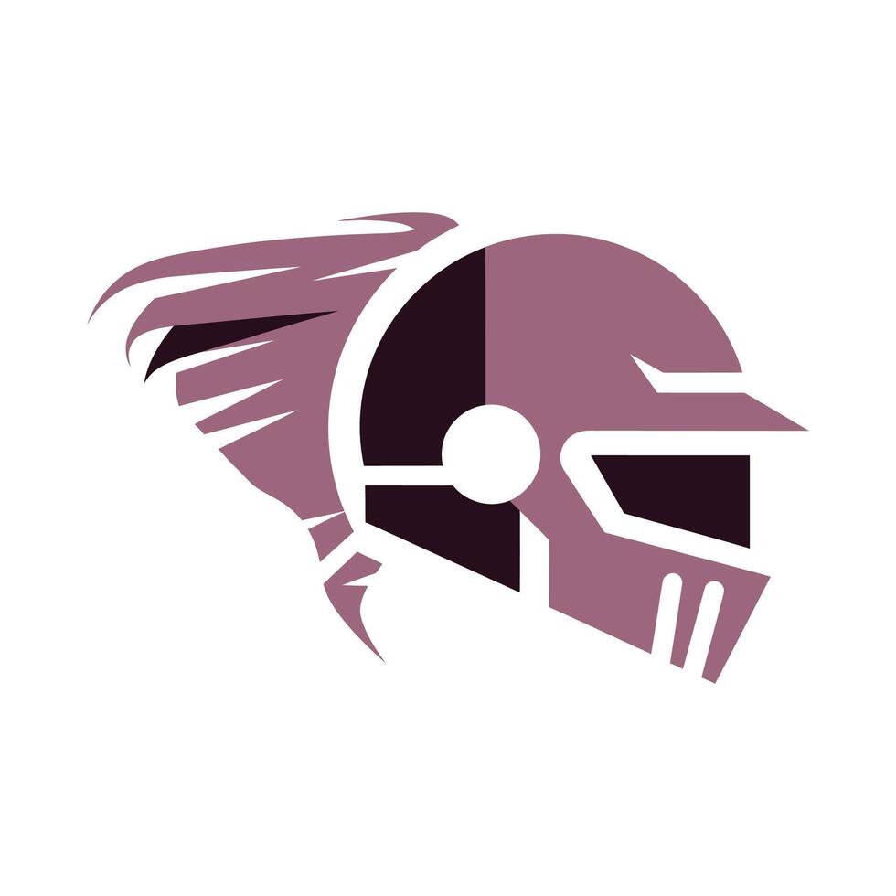 Abstract Design of a Warrior's Helmet with Windswept Details vector