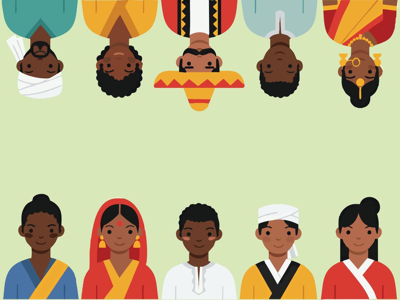 Diverse Portraits in Traditional Attire from Around the World vector