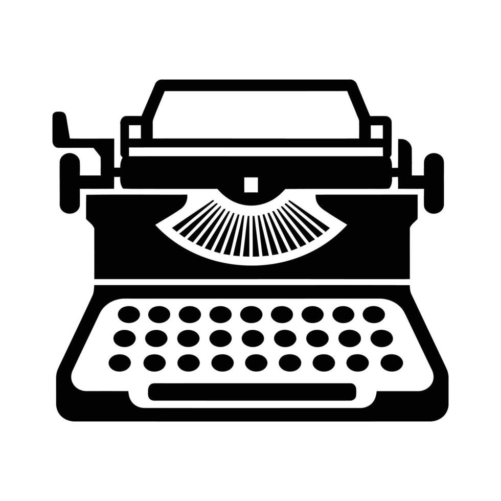 Classic Black Typewriter Silhouette Depicting Writing and Communication Tool. vector