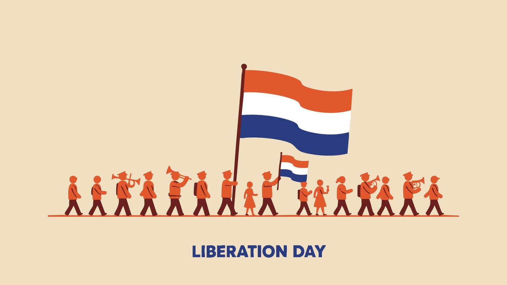 Simple Illustration of a Liberation Day Parade with Dutch Flag vector